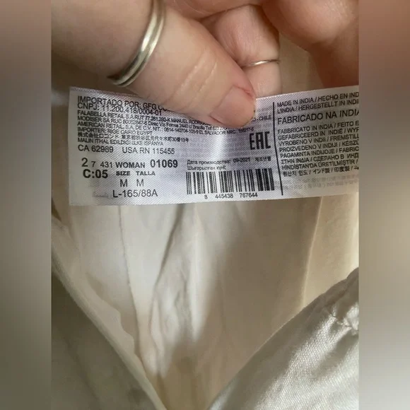 MNG Mango puff sleeve cotton long jumpsuit, cream viscose/cotton/linen blend - Picture 15 of 17